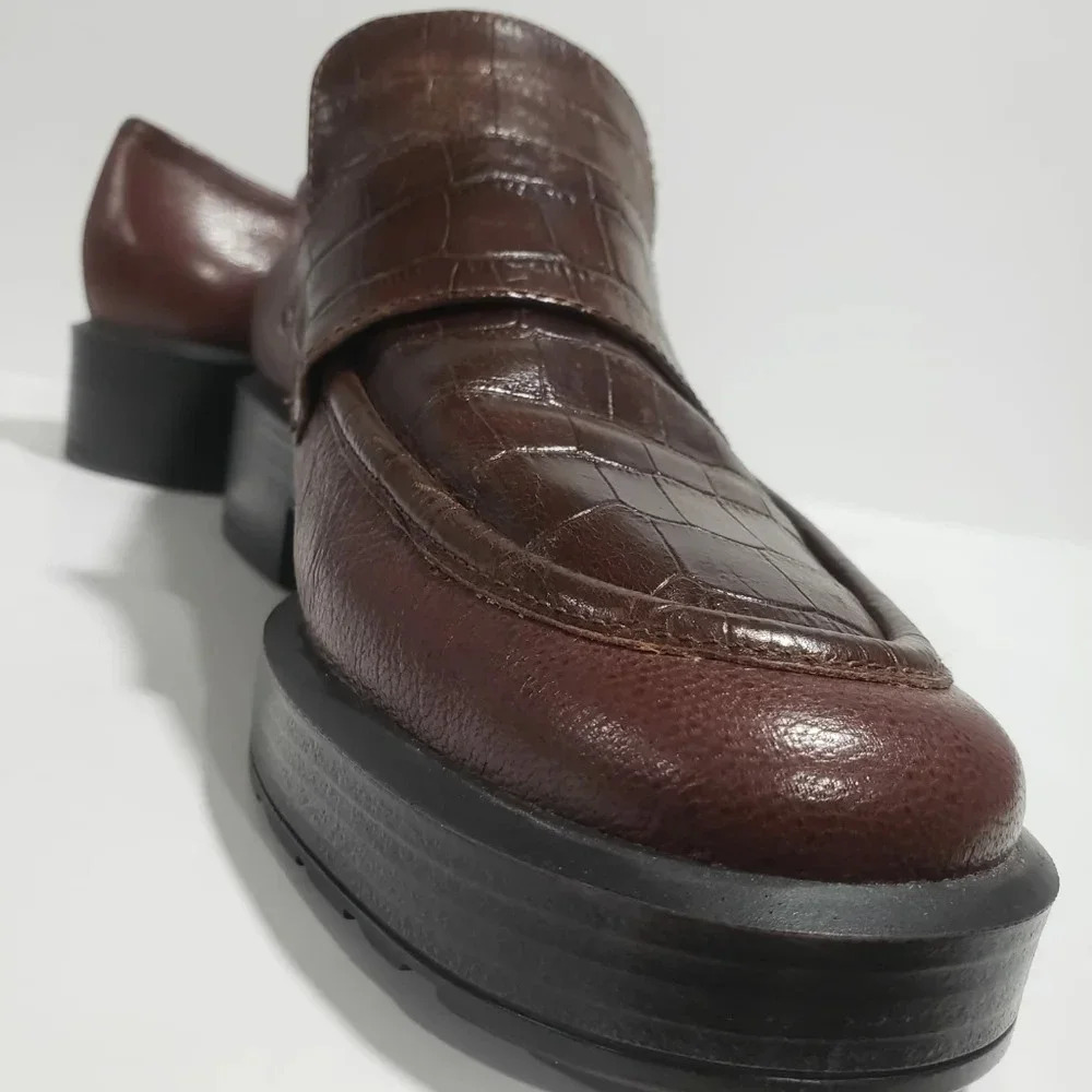 Womans Geox Respira Block Heel Brown Italian Patent Chunky Shoes Size 40 - Picture 6 of 8